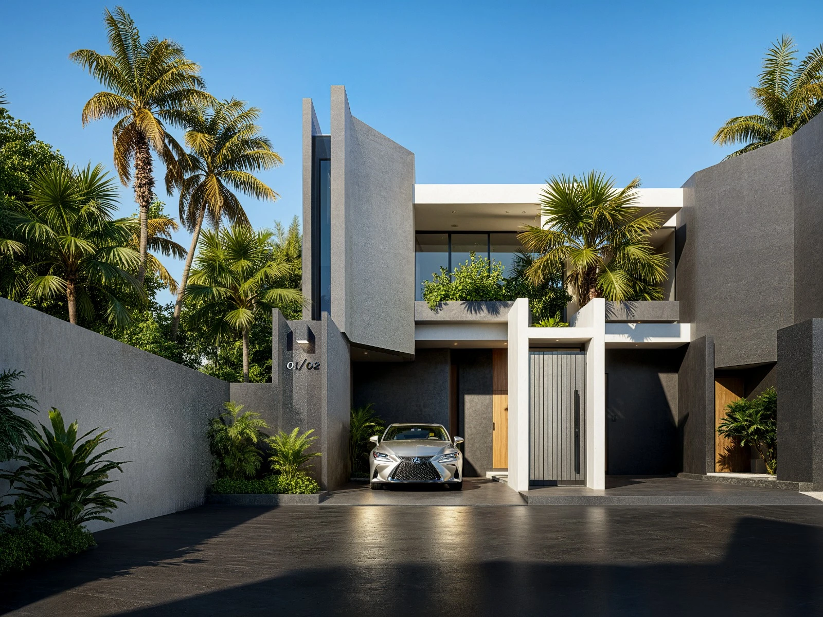 Aileen townhouse exterior among palm trees